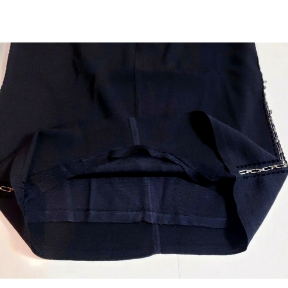 Chelsea And Walker Black Knit Chain Detail Pull On Fitted Pencil Skirt! Size XS - Picture 6 of 7